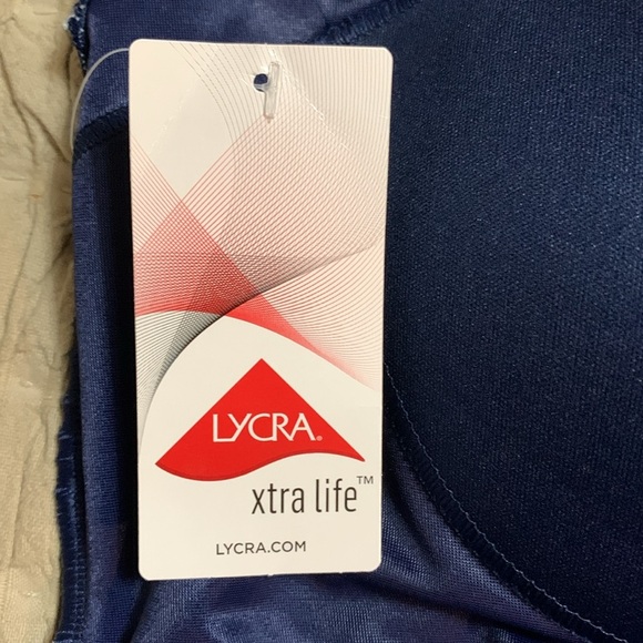 Lands’ End Women's Tugless X-Back One Piece Swimsuit Navy/Turquoise Mosaic Dot - Picture 8 of 8